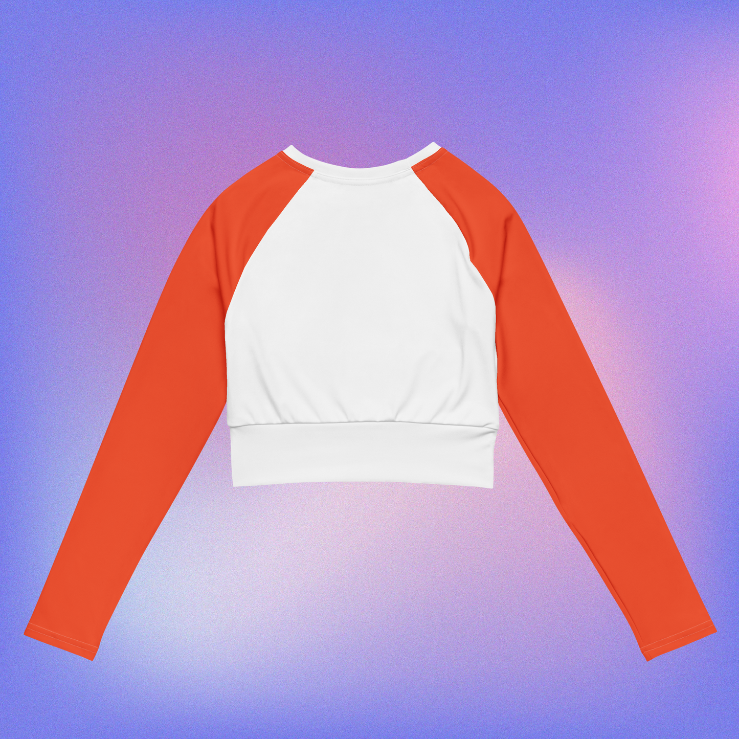 Orange & White Long-Sleeve Crop Top