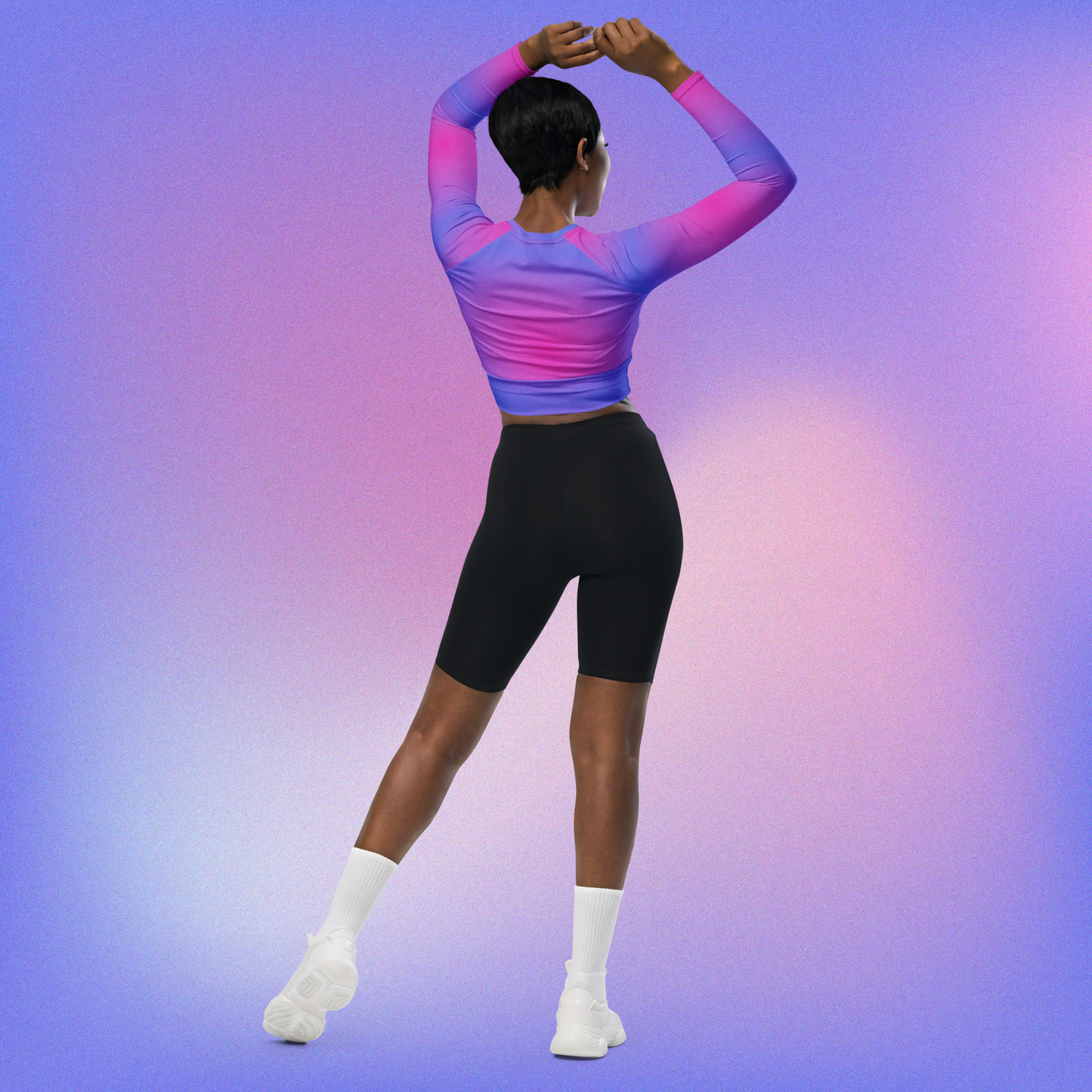 Bisexual Radial Long-Sleeve Crop Top