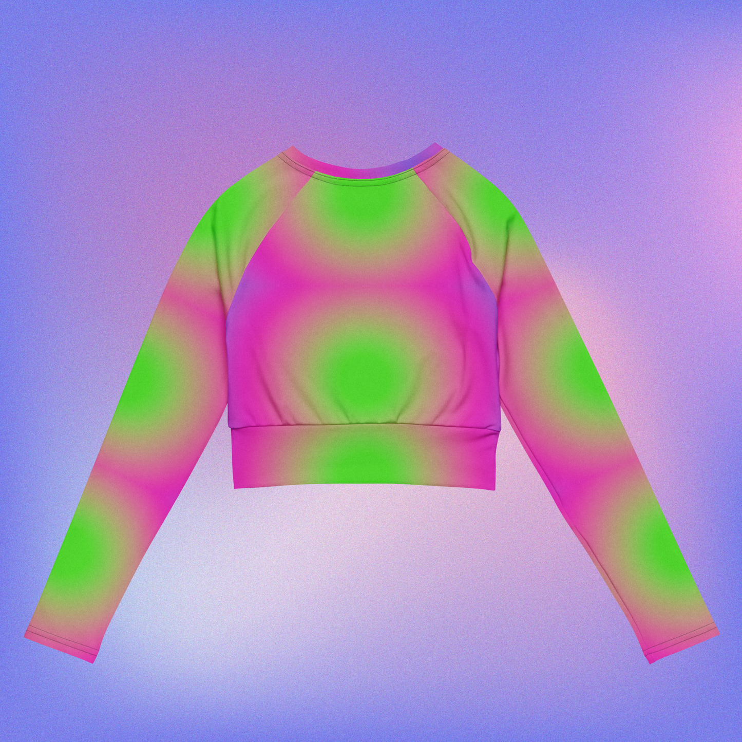 Neon Grainy Radial Long-Sleeve Crop Top