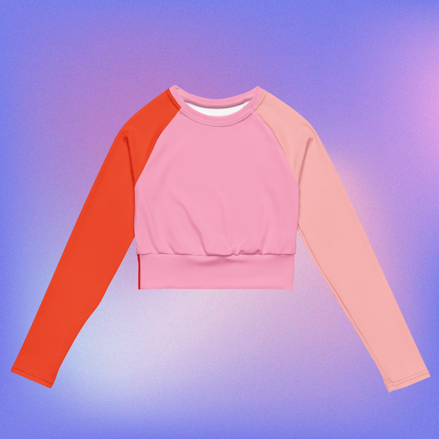 Color Block Long-Sleeve Crop Top