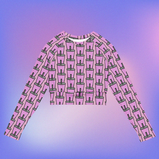 Pink Cup Long-Sleeve Crop Top