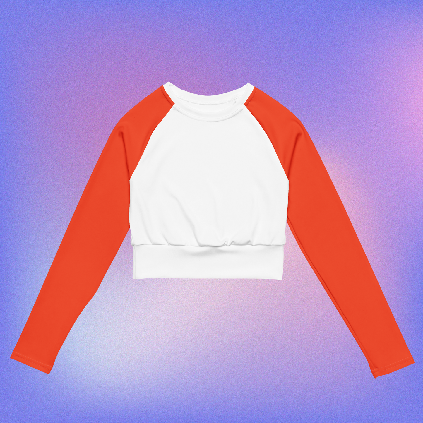 Orange & White Long-Sleeve Crop Top