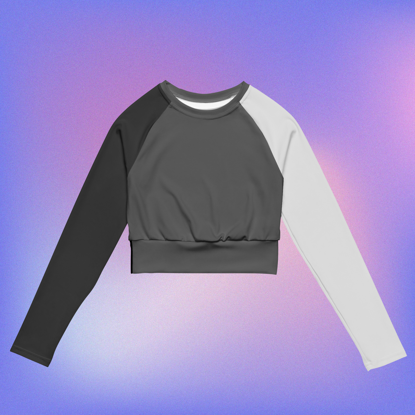 Grayscale Color Block Long-Sleeve Crop Top