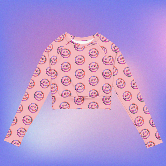 Happy Long-Sleeve Crop Top