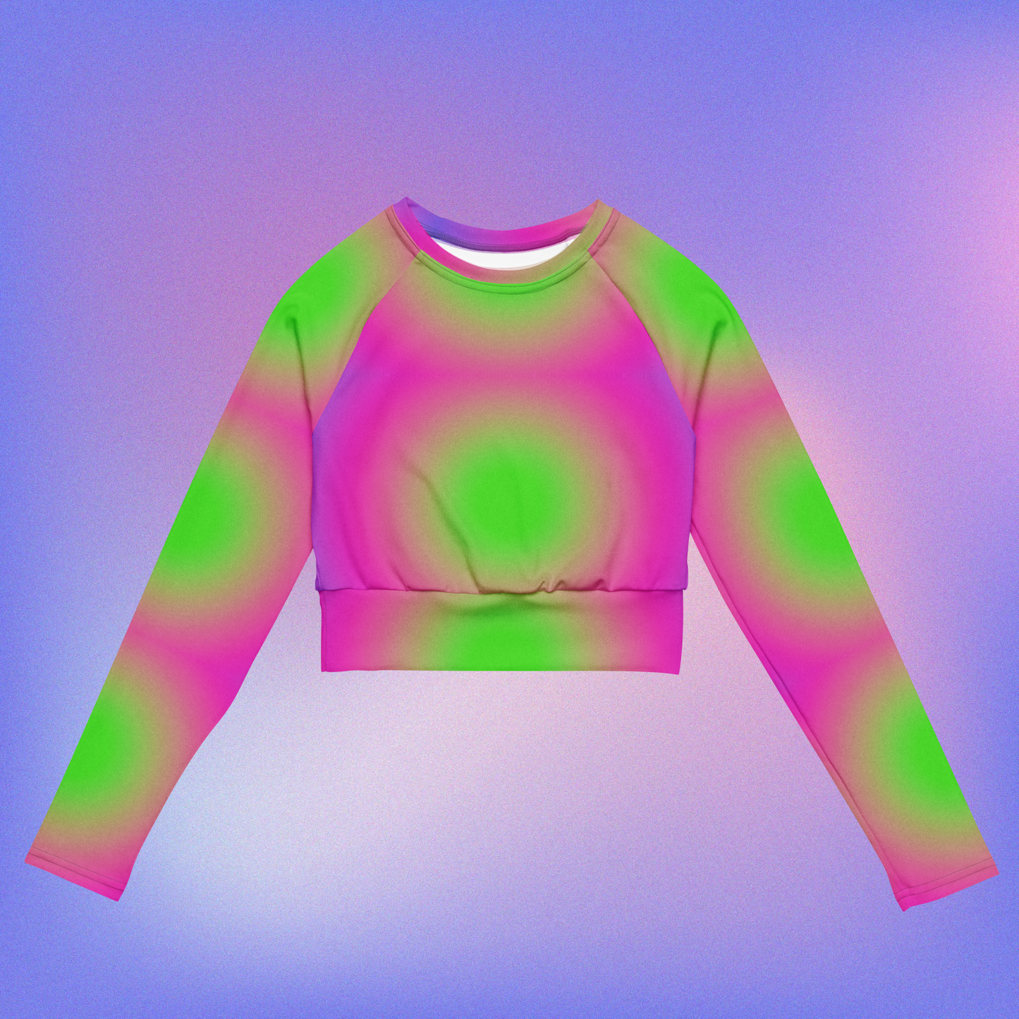 Neon Grainy Radial Long-Sleeve Crop Top