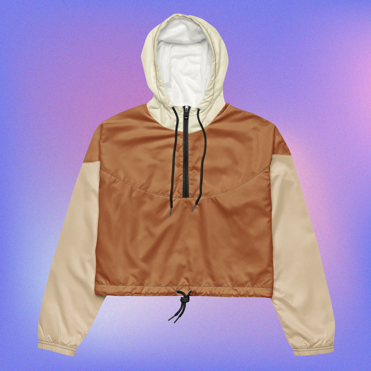 Neutrals Color Block Crop Windbreaker