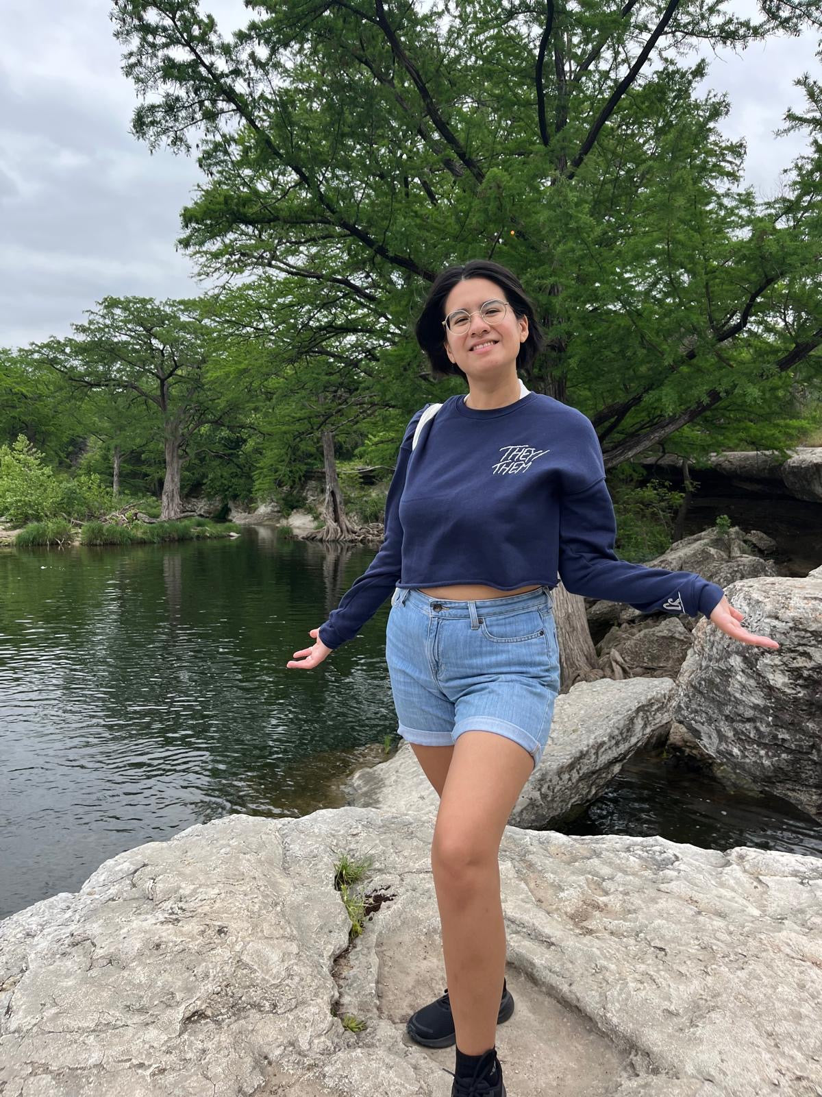 they/them Embroidered Crop Sweater