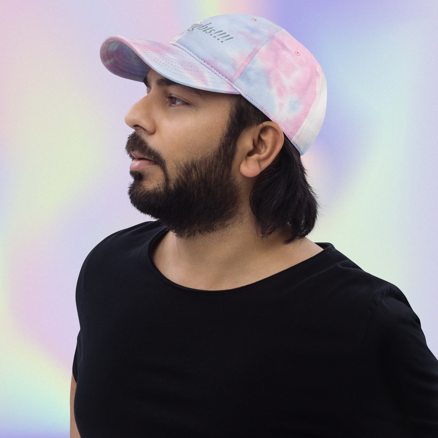 trans rights!!!! Embroidered Tie-Dye Hat