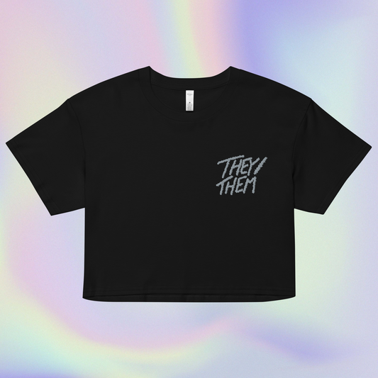 they/them Embroidered Crop Top