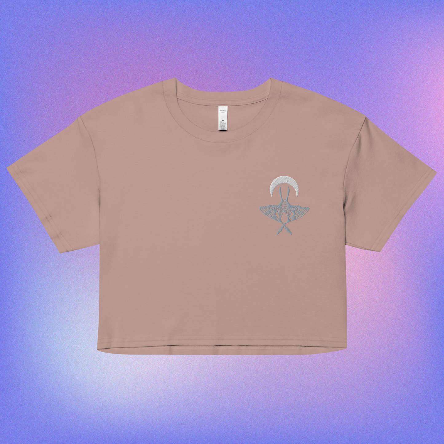 Moon Moth Embroidered Crop Top