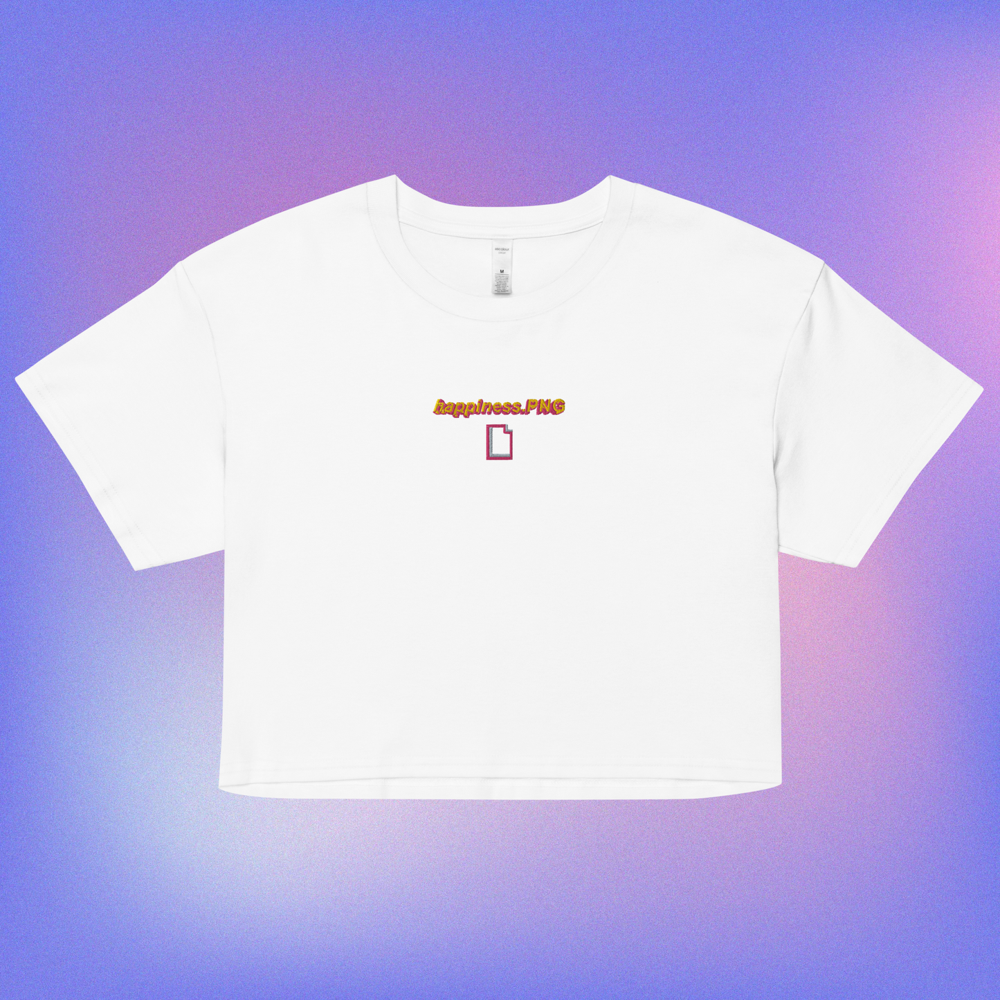 happiness.PNG Embroidered Crop Top