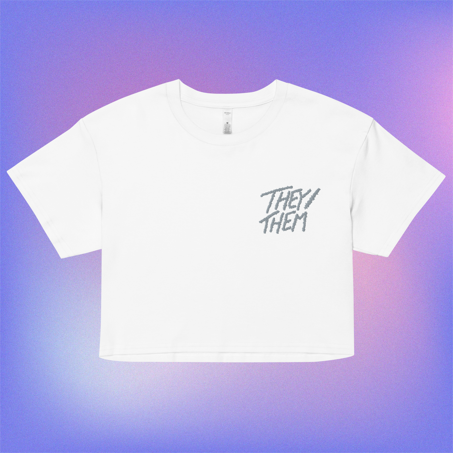 they/them Embroidered Crop Top