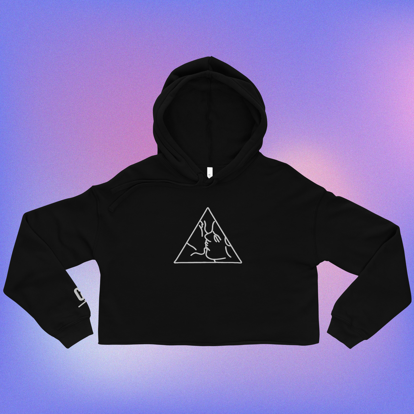 Triangle Kiss Embroidered Crop Hoodie