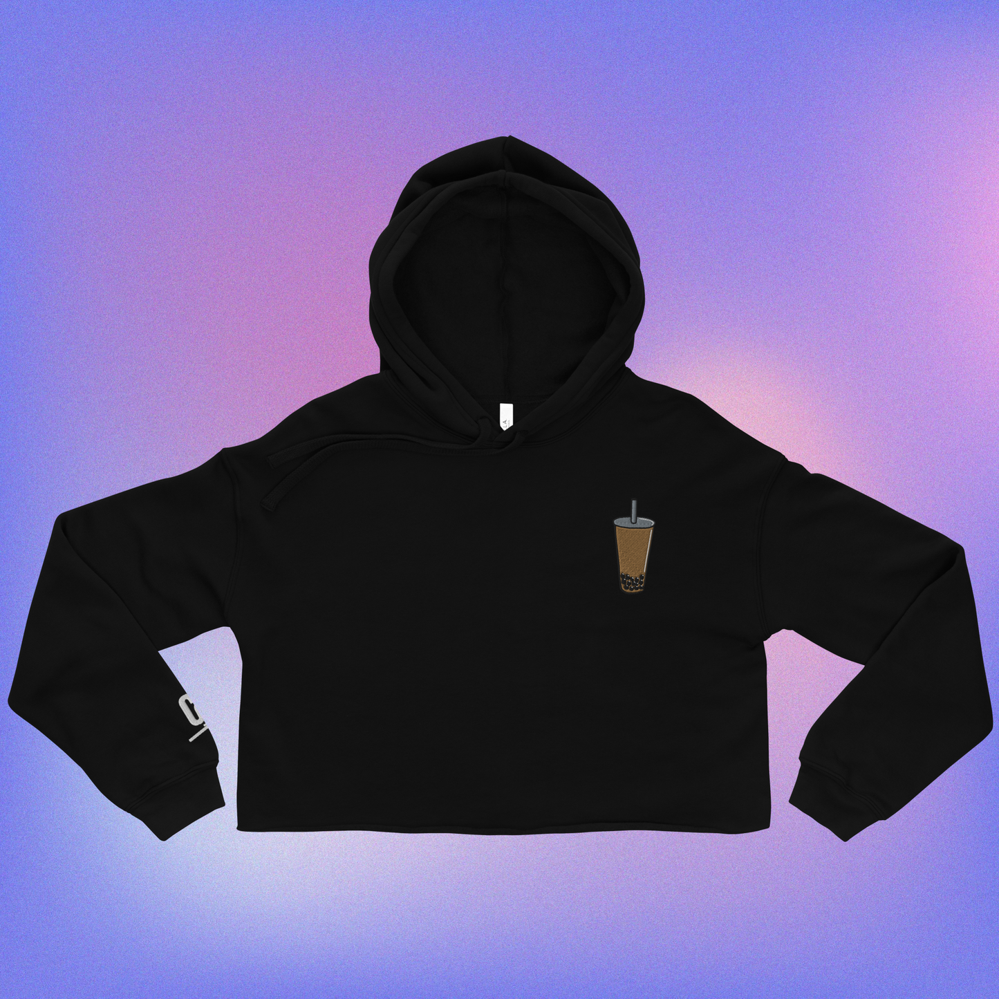 Boba Tea Embroidered Crop Hoodie