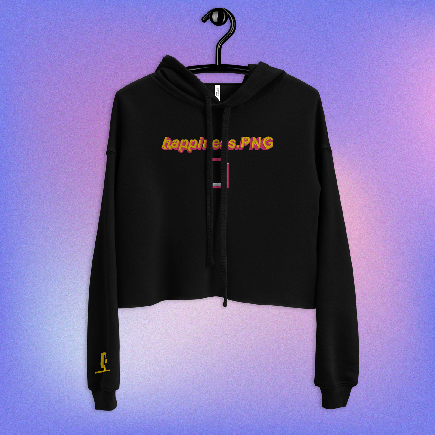 happiness.PNG Embroidered Crop Hoodie