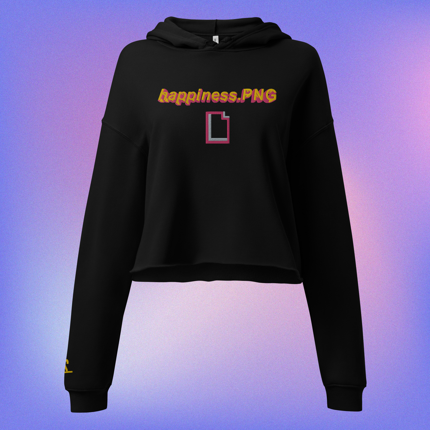 happiness.PNG Embroidered Crop Hoodie