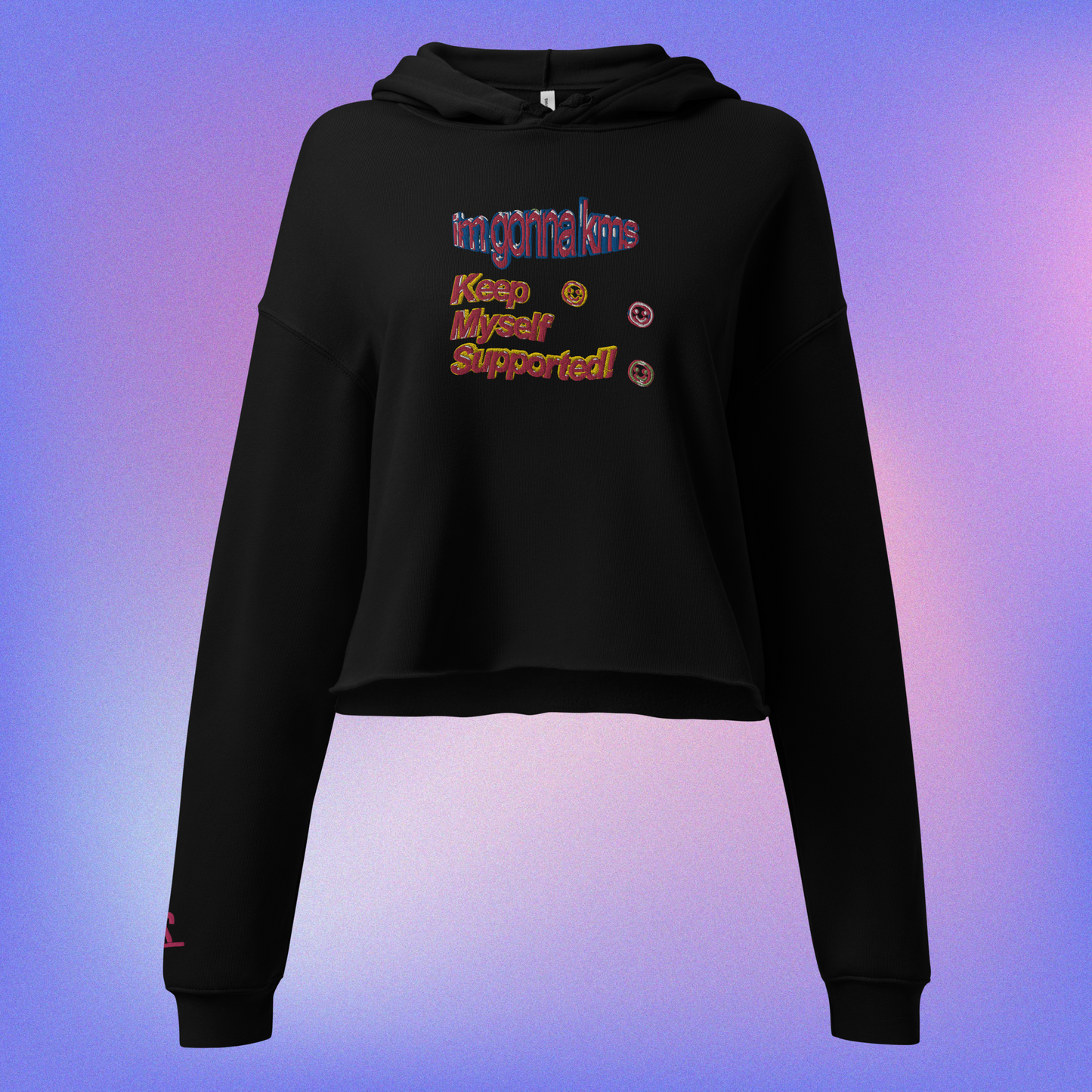 kms Embroidered Crop Hoodie