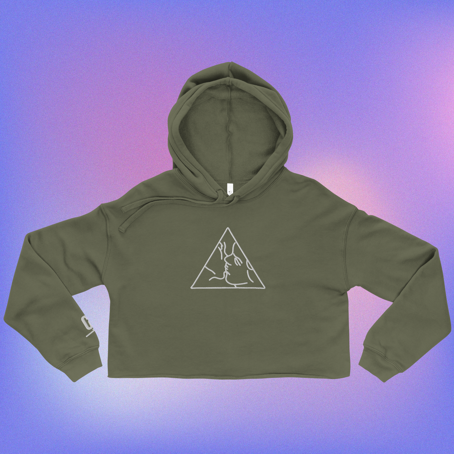 Triangle Kiss Embroidered Crop Hoodie