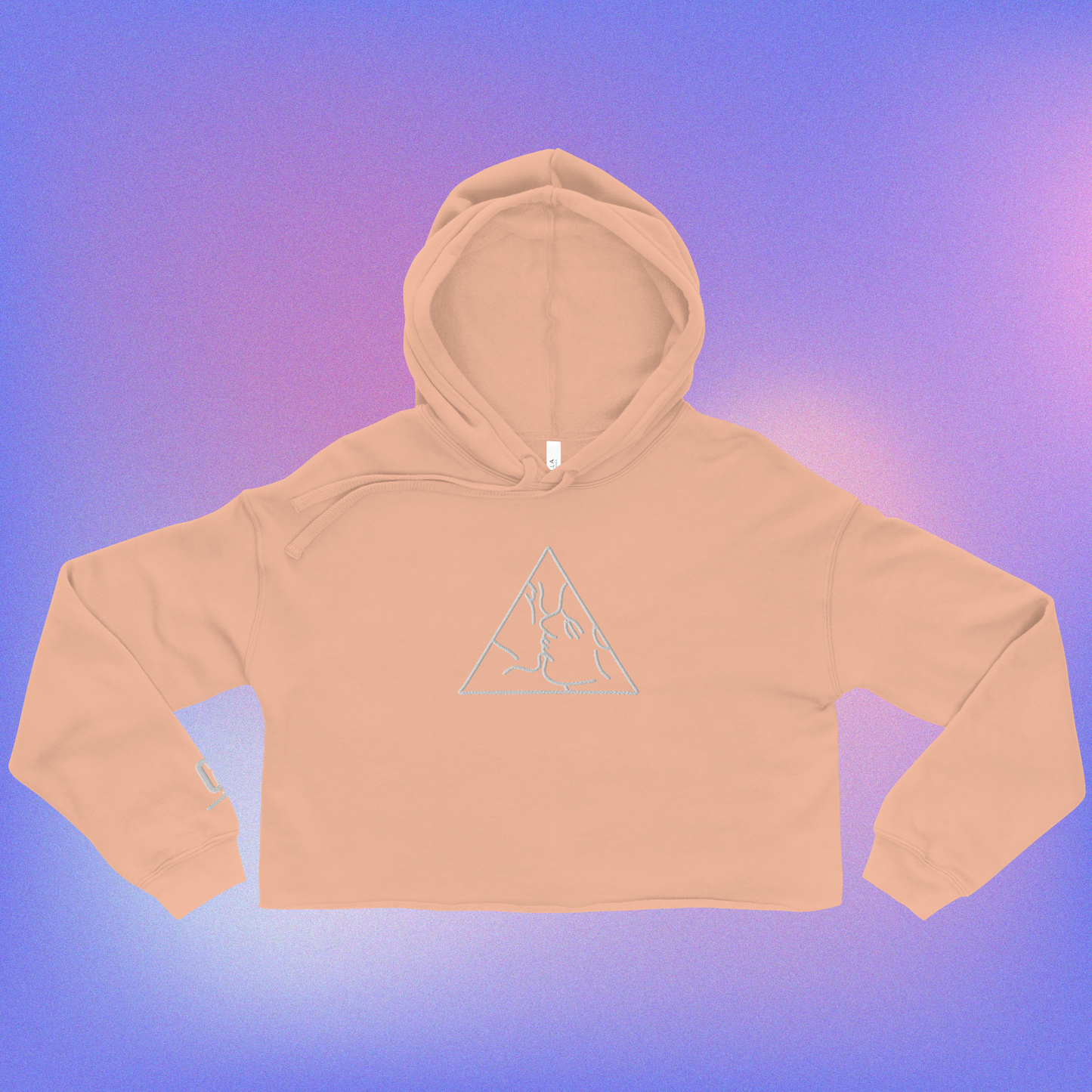 Triangle Kiss Embroidered Crop Hoodie