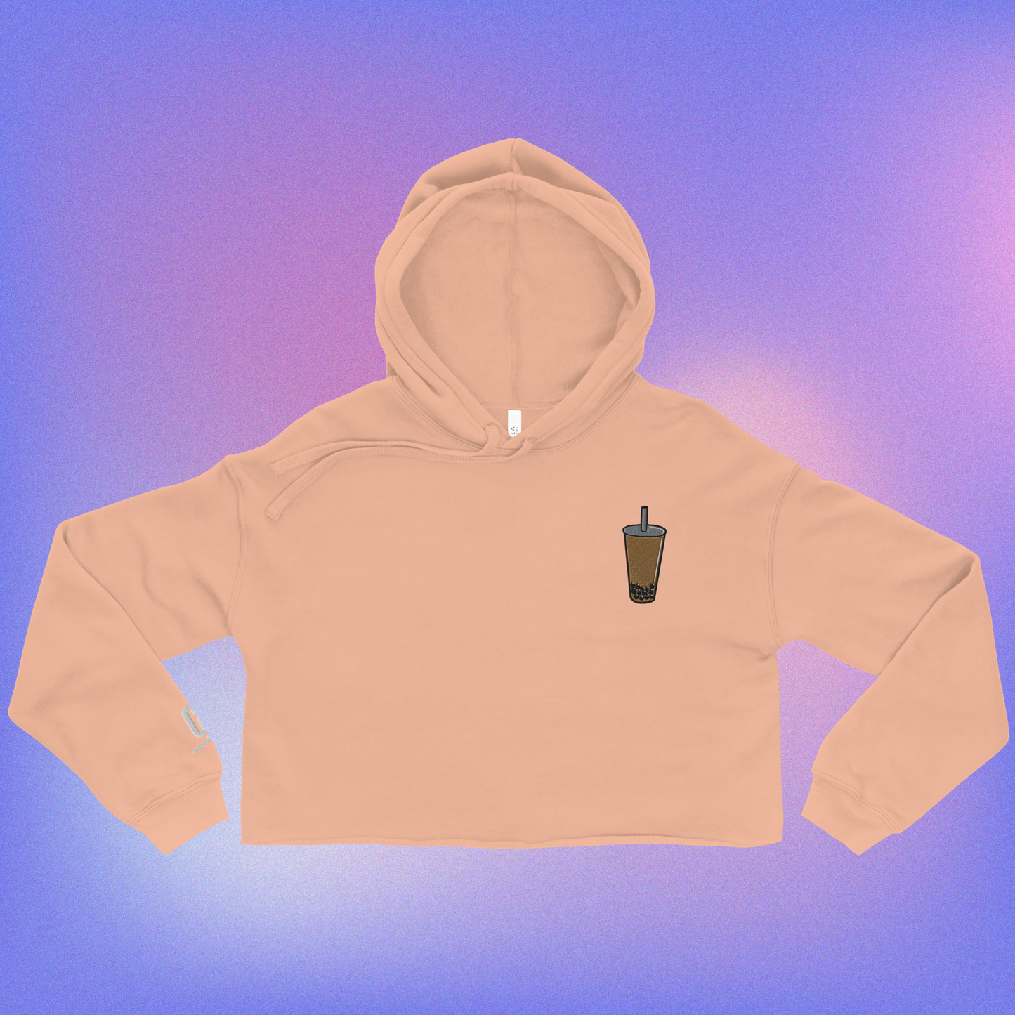 Boba Tea Embroidered Crop Hoodie