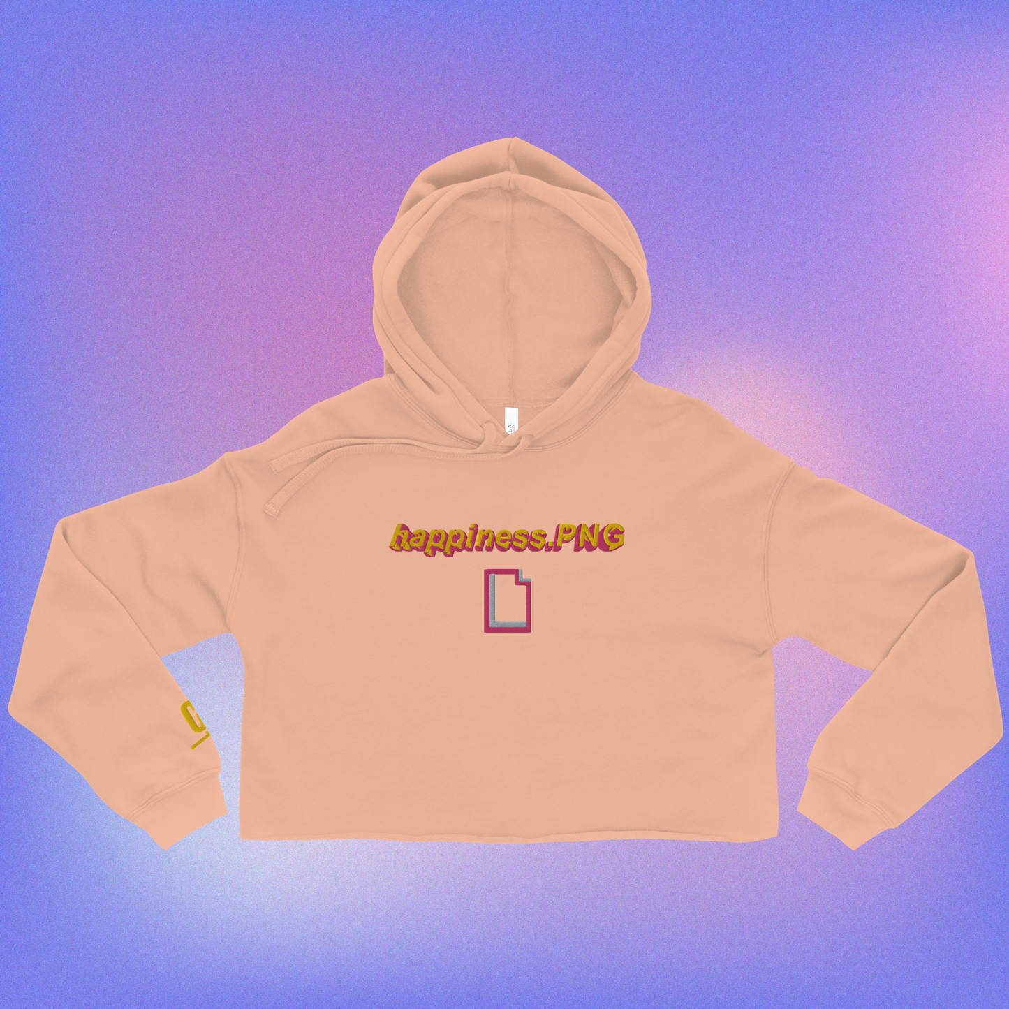 happiness.PNG Embroidered Crop Hoodie