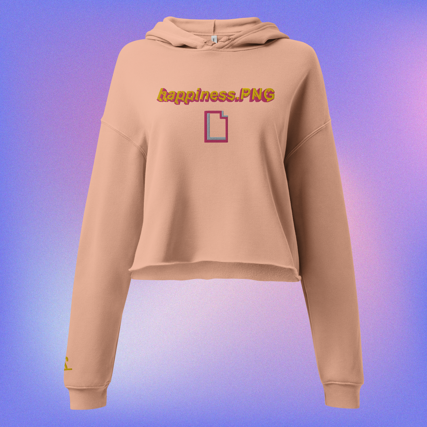 happiness.PNG Embroidered Crop Hoodie