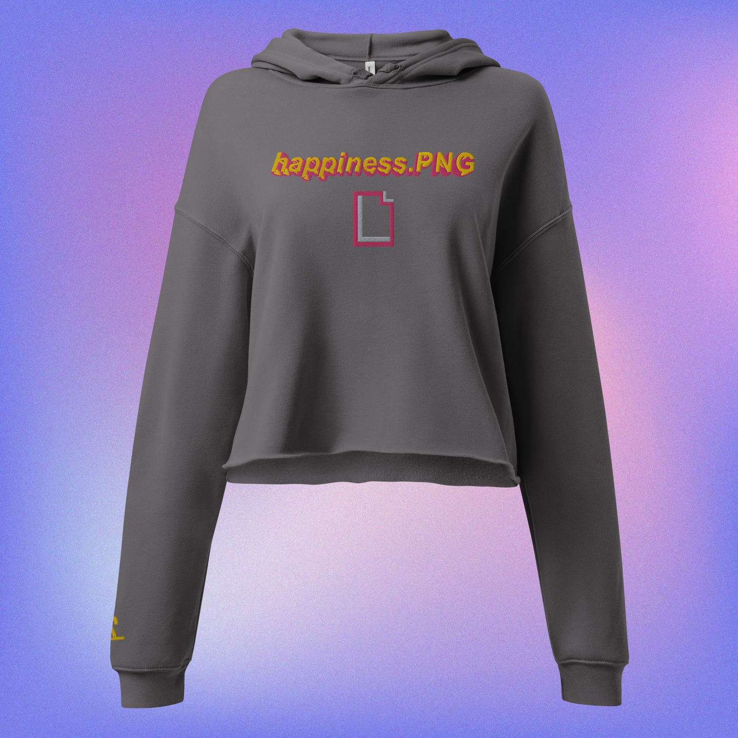 happiness.PNG Embroidered Crop Hoodie