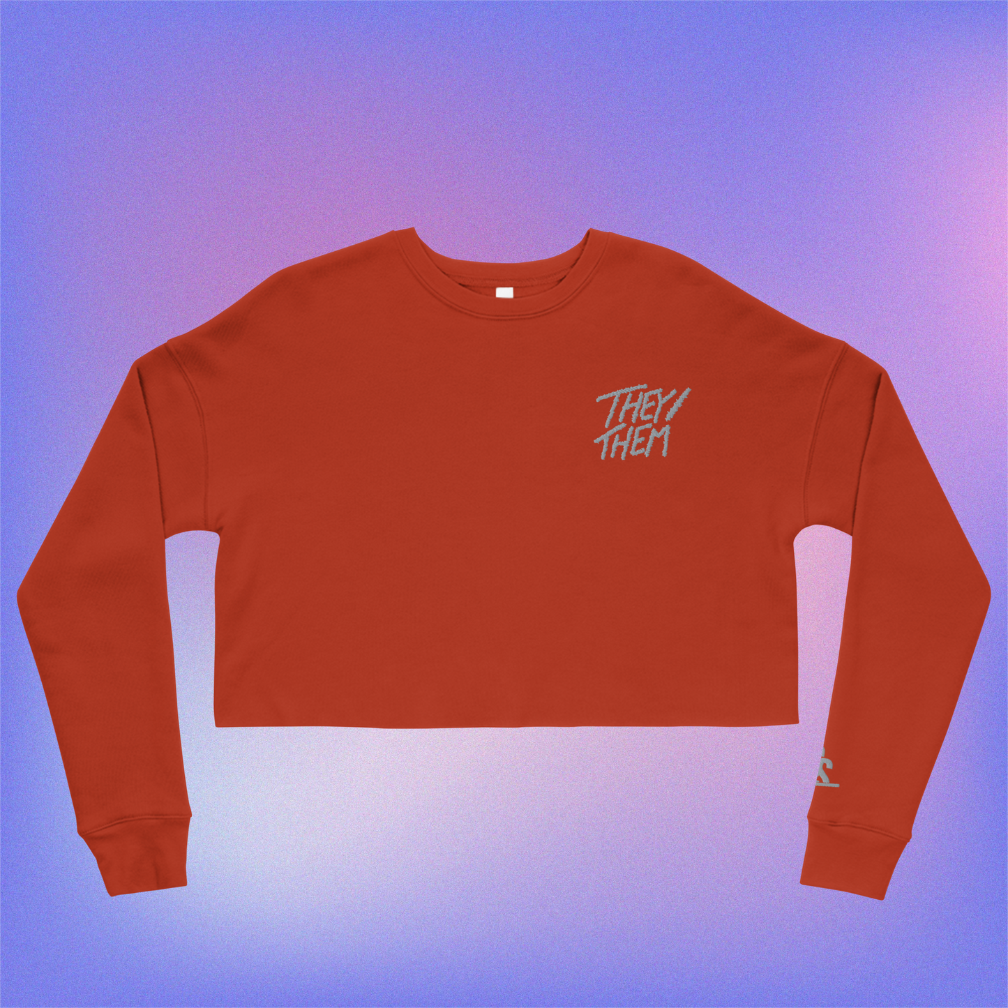 they/them Embroidered Crop Sweater