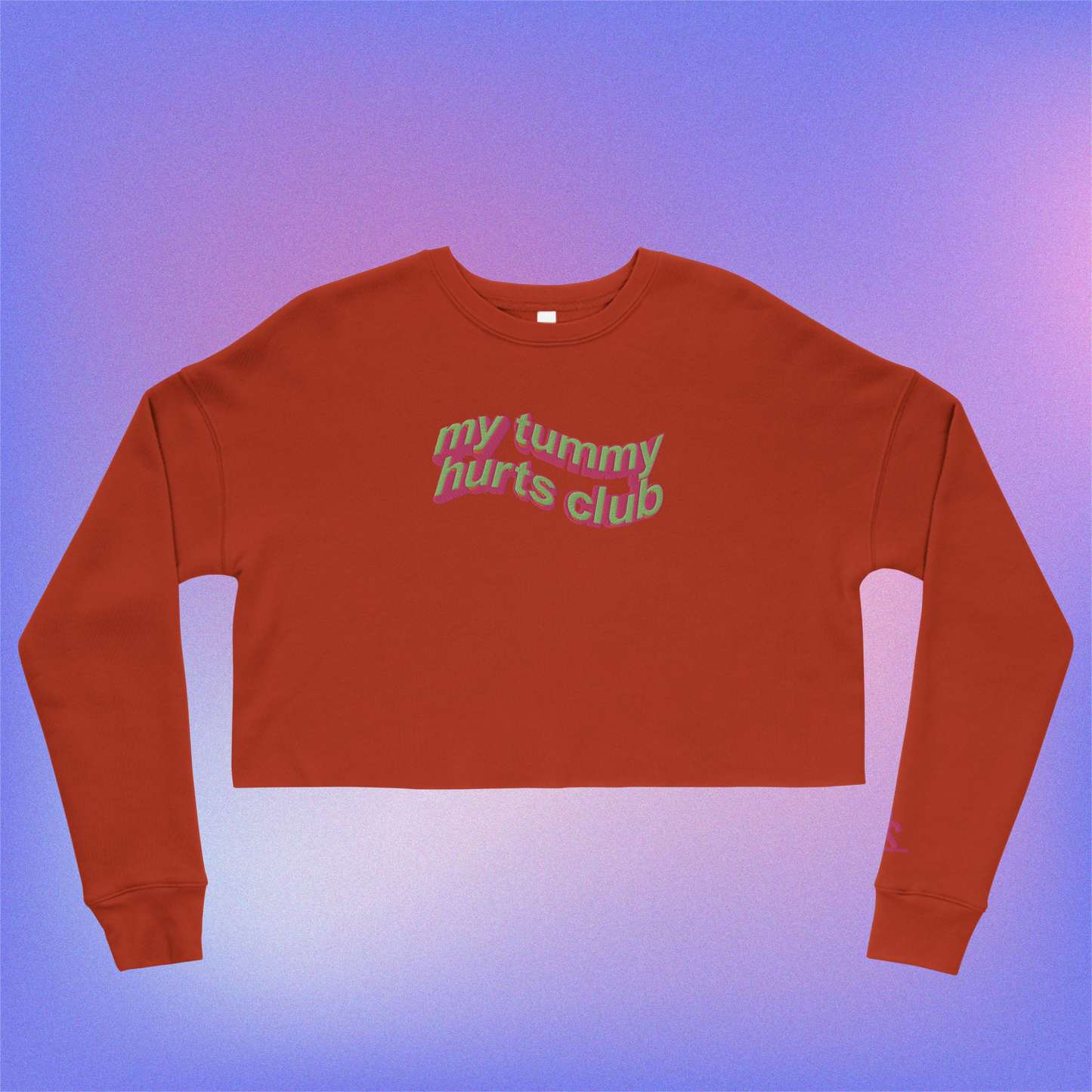 my tummy hurts club Embroidered Crop Sweater