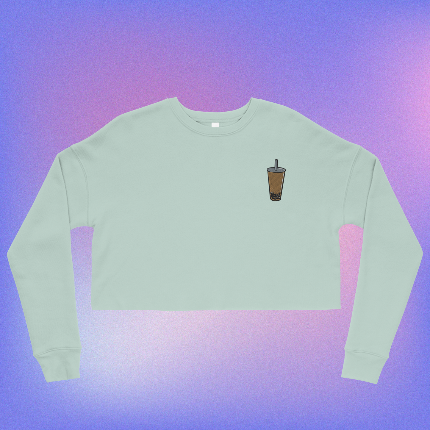 Boba Tea Embroidered Crop Sweater