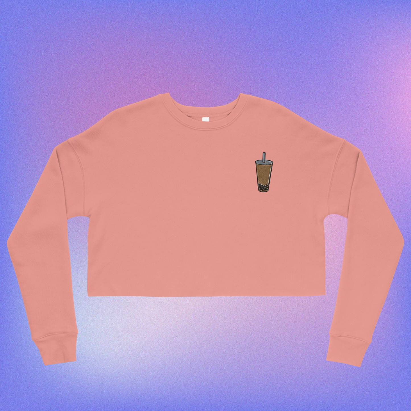 Boba Tea Embroidered Crop Sweater