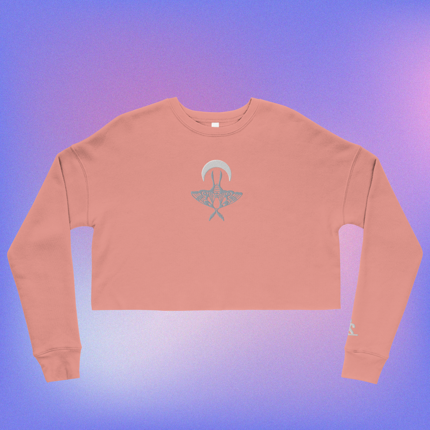 Moon Moth Embroidered Crop Sweater