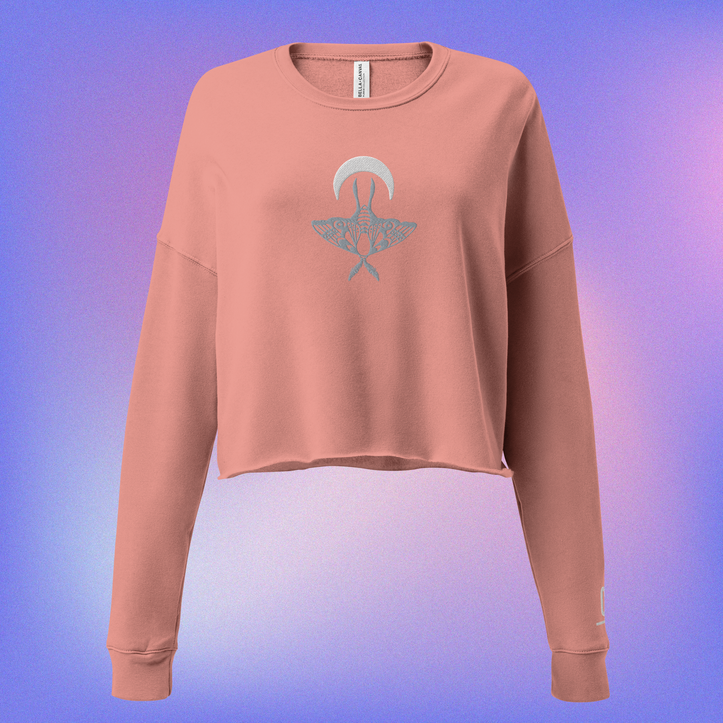 Moon Moth Embroidered Crop Sweater