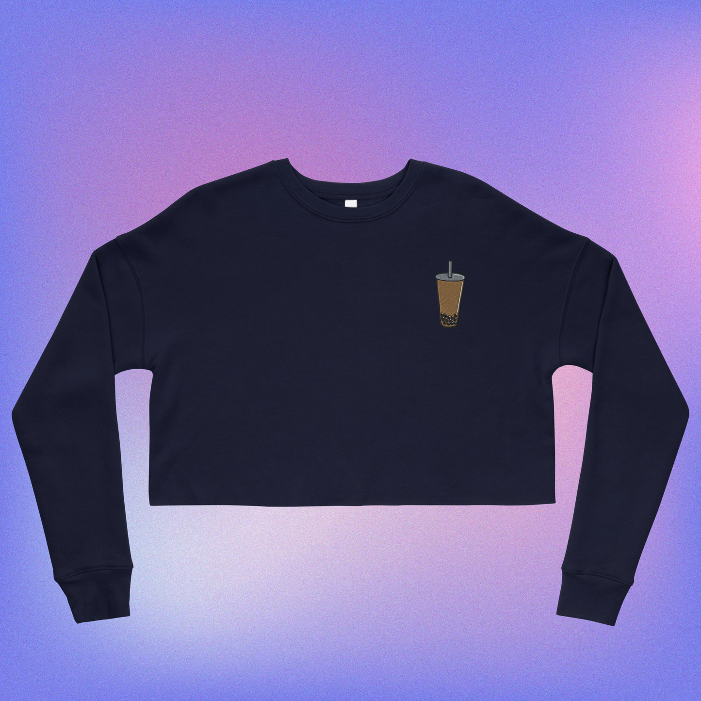 Boba Tea Embroidered Crop Sweater