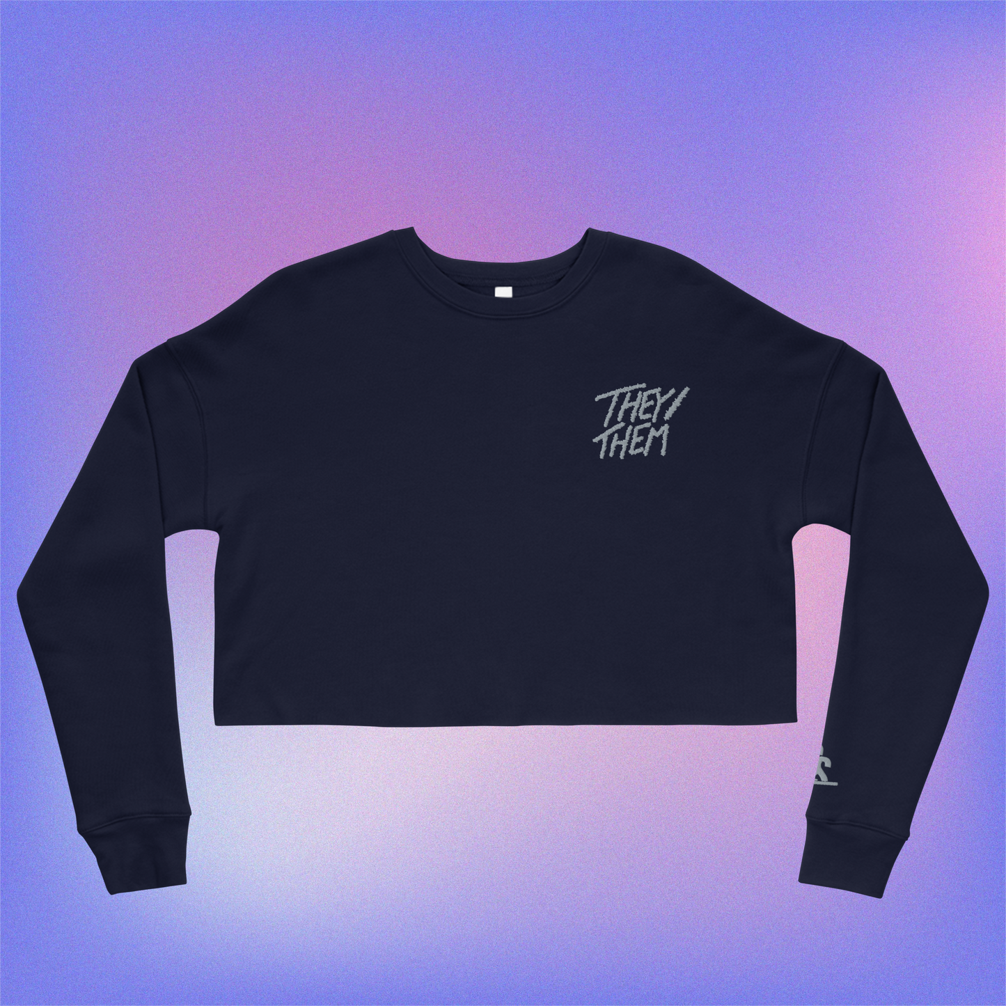 they/them Embroidered Crop Sweater