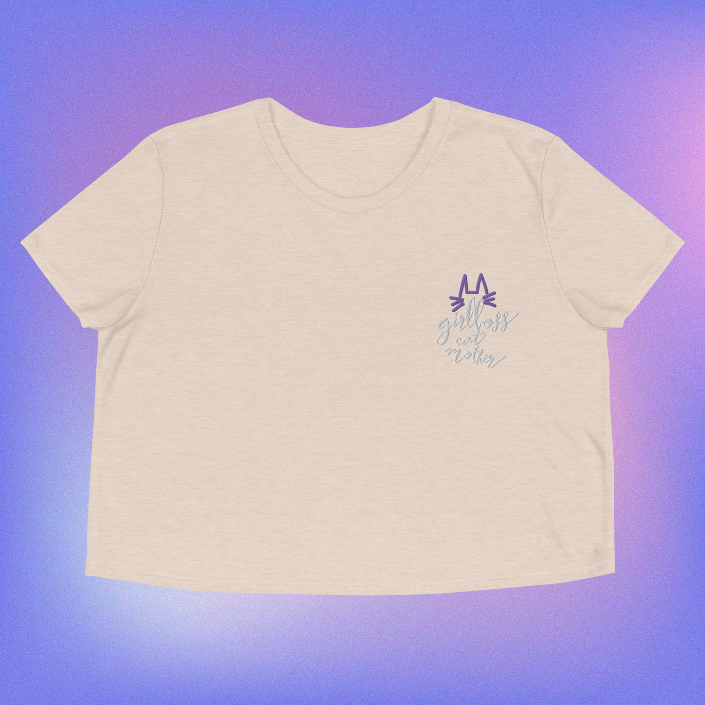 Girlboss Cat Mother Embroidered Crop Top